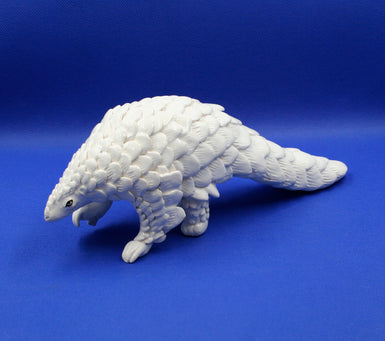 Small white pangolin front feet up