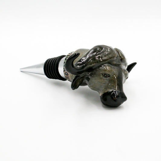 Buffalo with red highlight geometric pattern wine bottle stopper