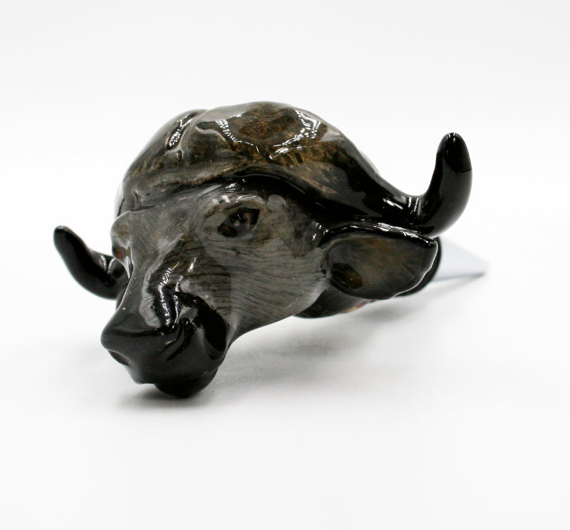 Buffalo with yellow striped half circles wine bottle stopper