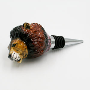 Lion with pink lilac base wine bottle stopper