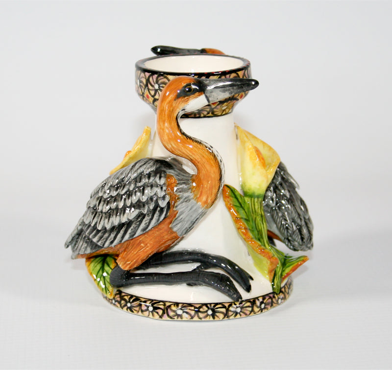 Heron birds candle holder