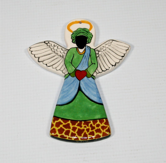 Angel tree hanger blue with giraffe trim