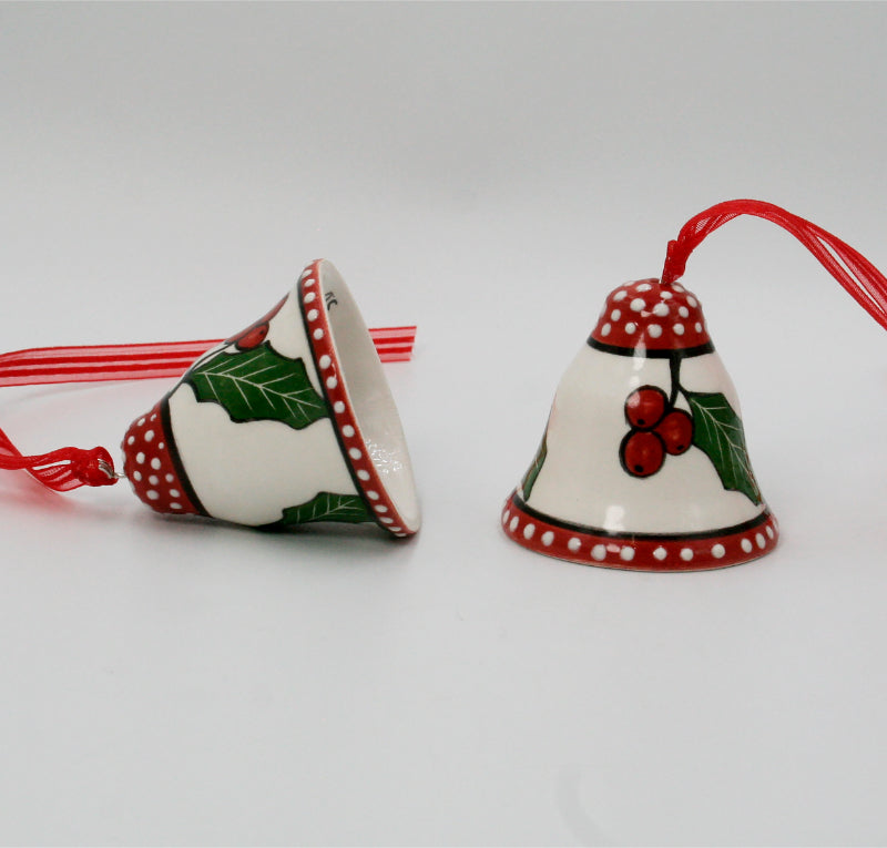 Bell hanger pair red dotted trim