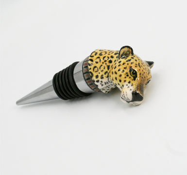 Leopard with black & red stripes wine bottle stopper small