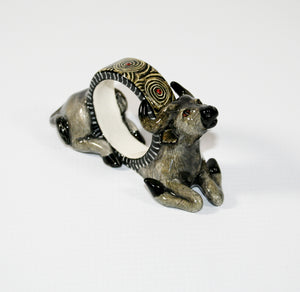 Buffalo Napkin Ring Grey & Yellow Spiral Pattern