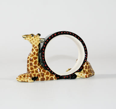 Giraffe Napkin Ring Blue Circle Pattern