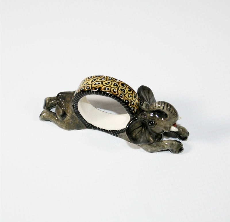 Elephant Napkin Ring Yellow Tortoise Shell Pattern