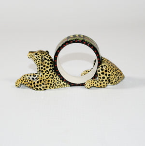 Leopard Napkin Ring Green & Orange Triangle Pattern