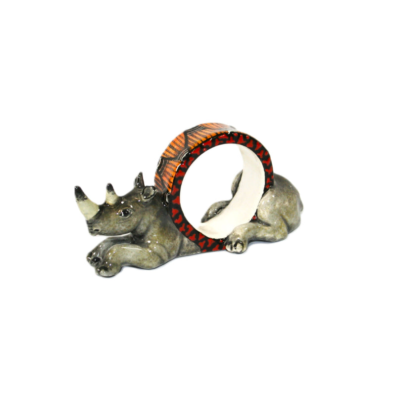 Rhino Napkin Ring Orange Sunset Pattern