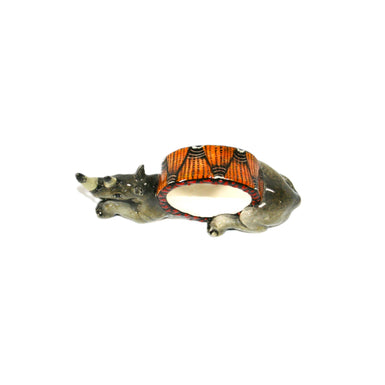 Rhino Napkin Ring Orange Sunset Pattern