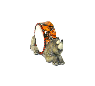 Rhino Napkin Ring Orange Sunset Pattern