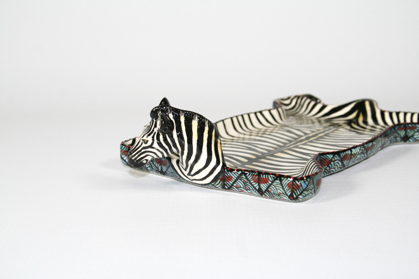 Large Zebra Skin green block & red semicircle pattern