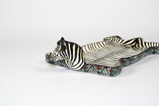 Large Zebra Skin green block & red semicircle pattern