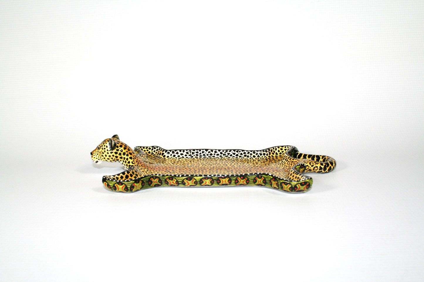 Large Leopard Skin Green & red circle with white dots pattern