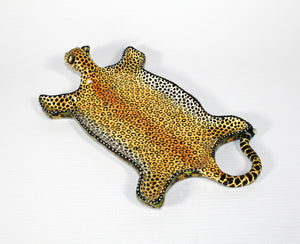 Large Leopard Skin Green & red circle with white dots pattern