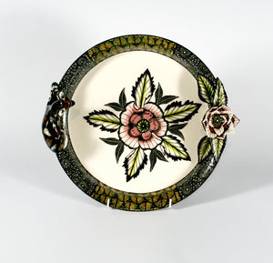 Medium Decorative Platter with Wild Dog and Flower