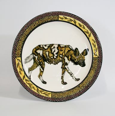 Wild dog walking wall plate