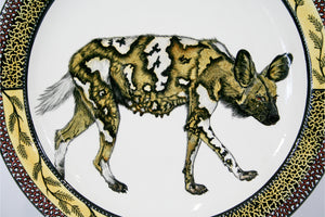 Wild dog walking wall plate