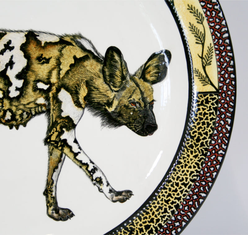 Wild dog walking wall plate