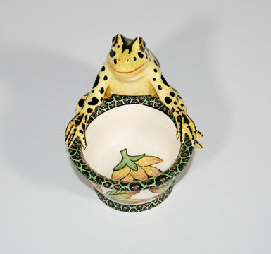 Yellow Frog with black spots ring bowl