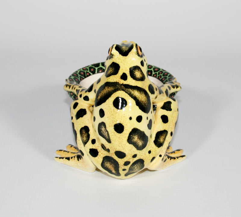 Yellow Frog with black spots ring bowl