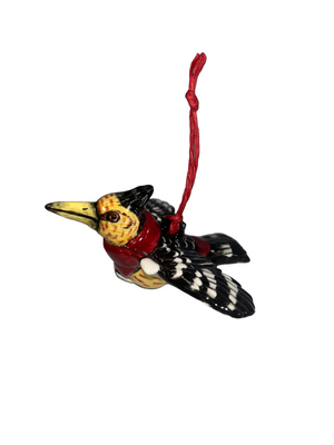 Crested barbet with scarf tree hanger