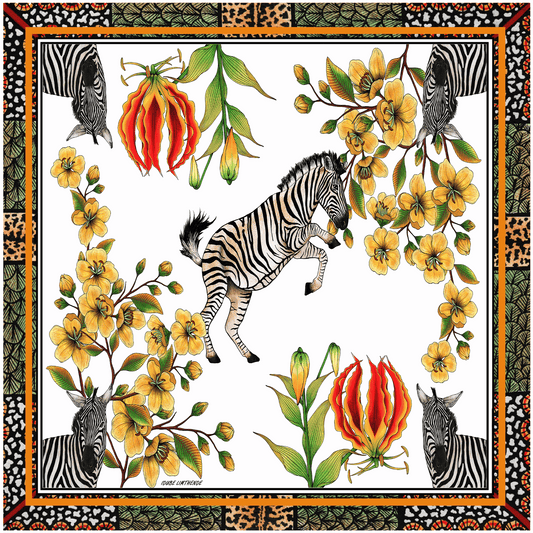 Zebra Blaze Silk Scarf