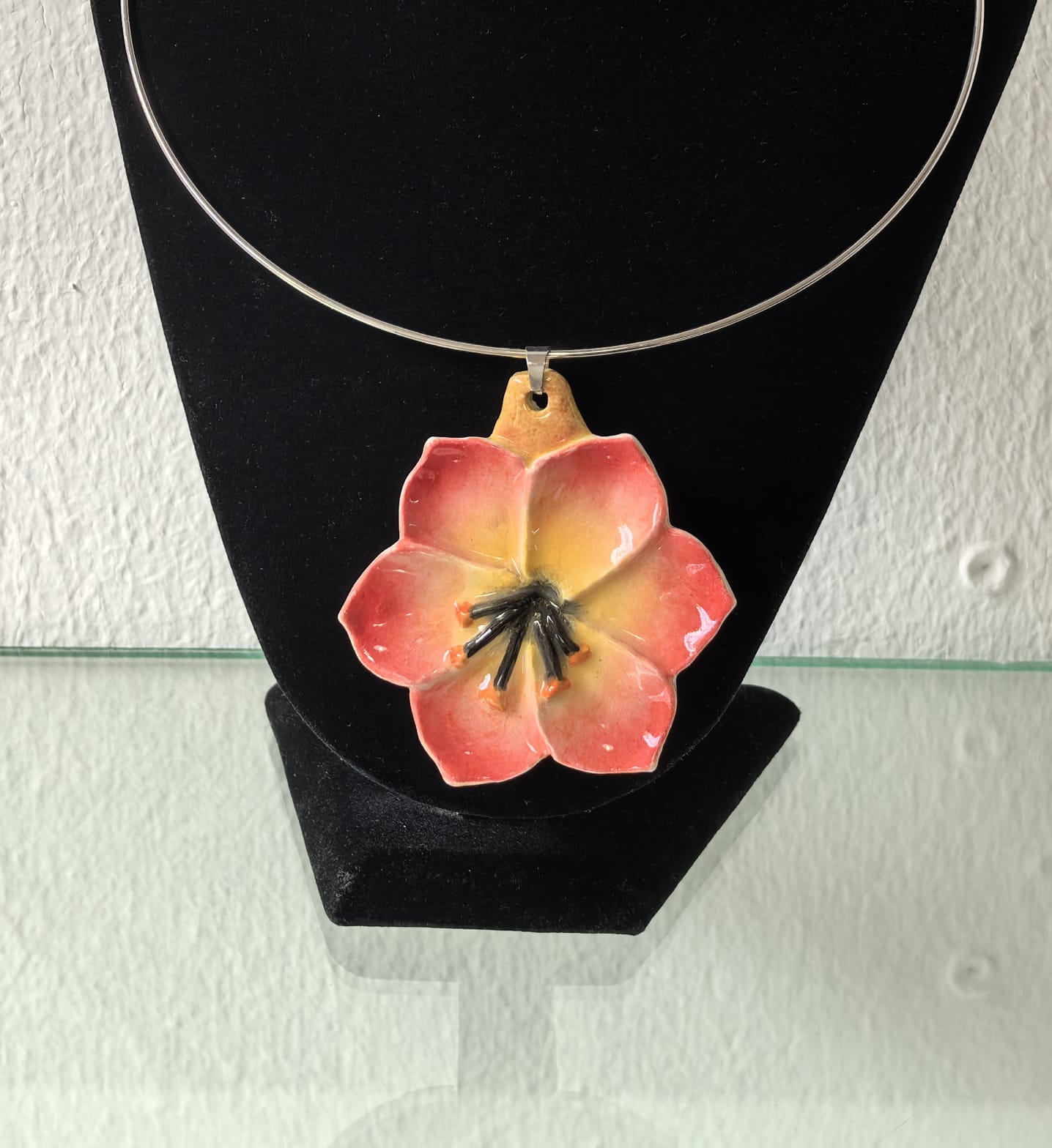white lily flower pendent