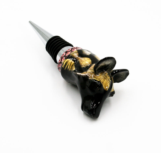 Wild dog with pink snake eye pattern wine bottle stopper