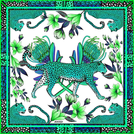 Blue Leopard Bloom Napkins (Set of 2)