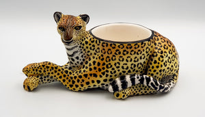 Lying Leopard Candle Holder