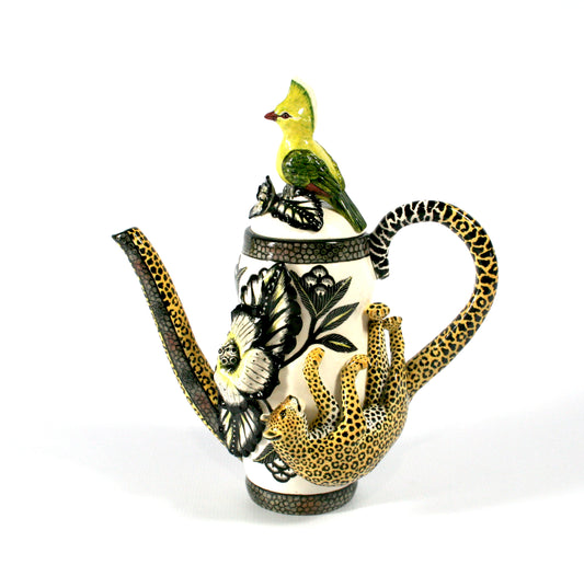 Leopard, bird and flower coffee/tea pot