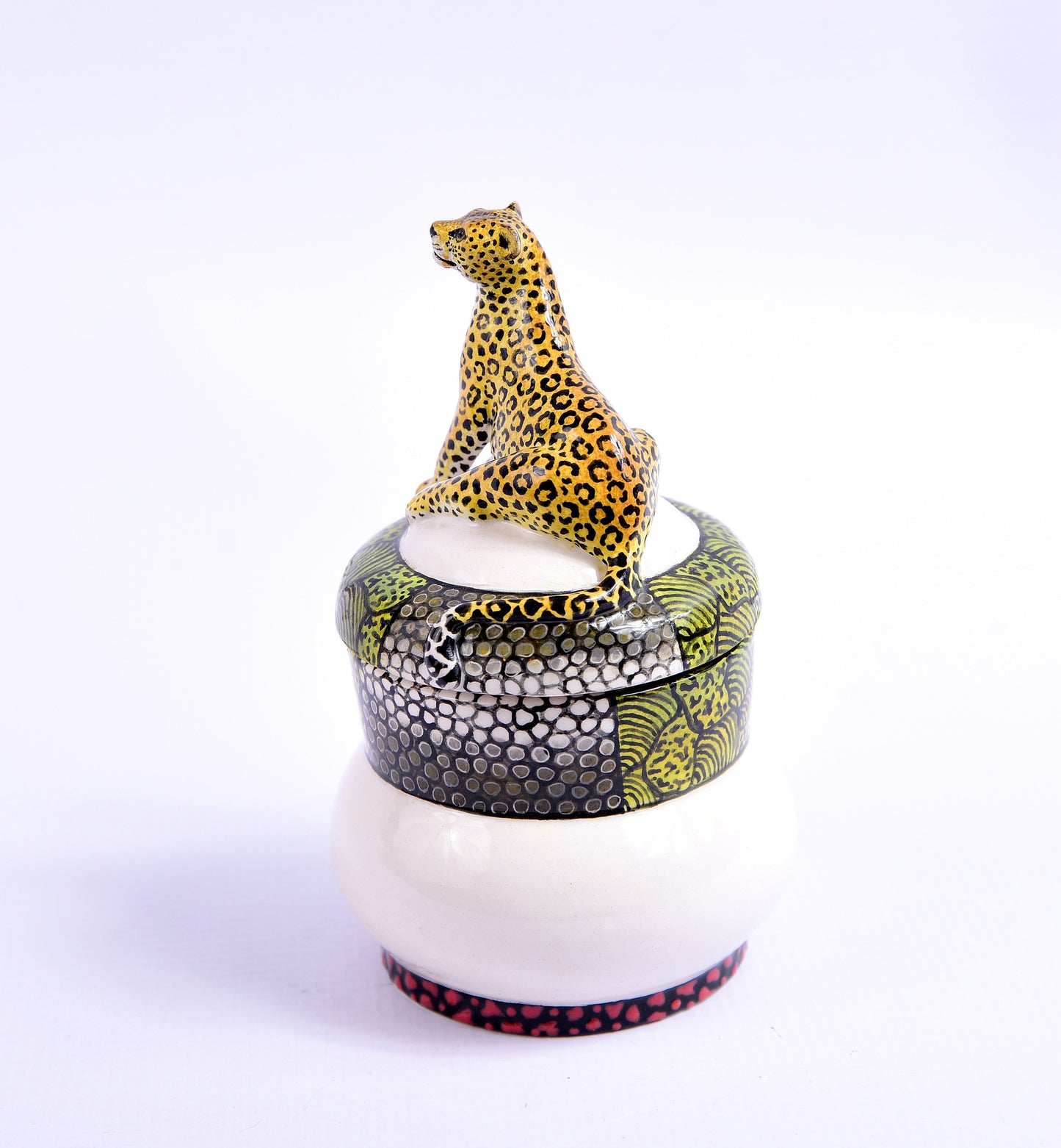 Leopard on domed lid jewellery box