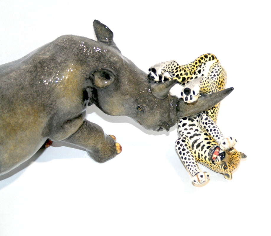 Rhino and leopard