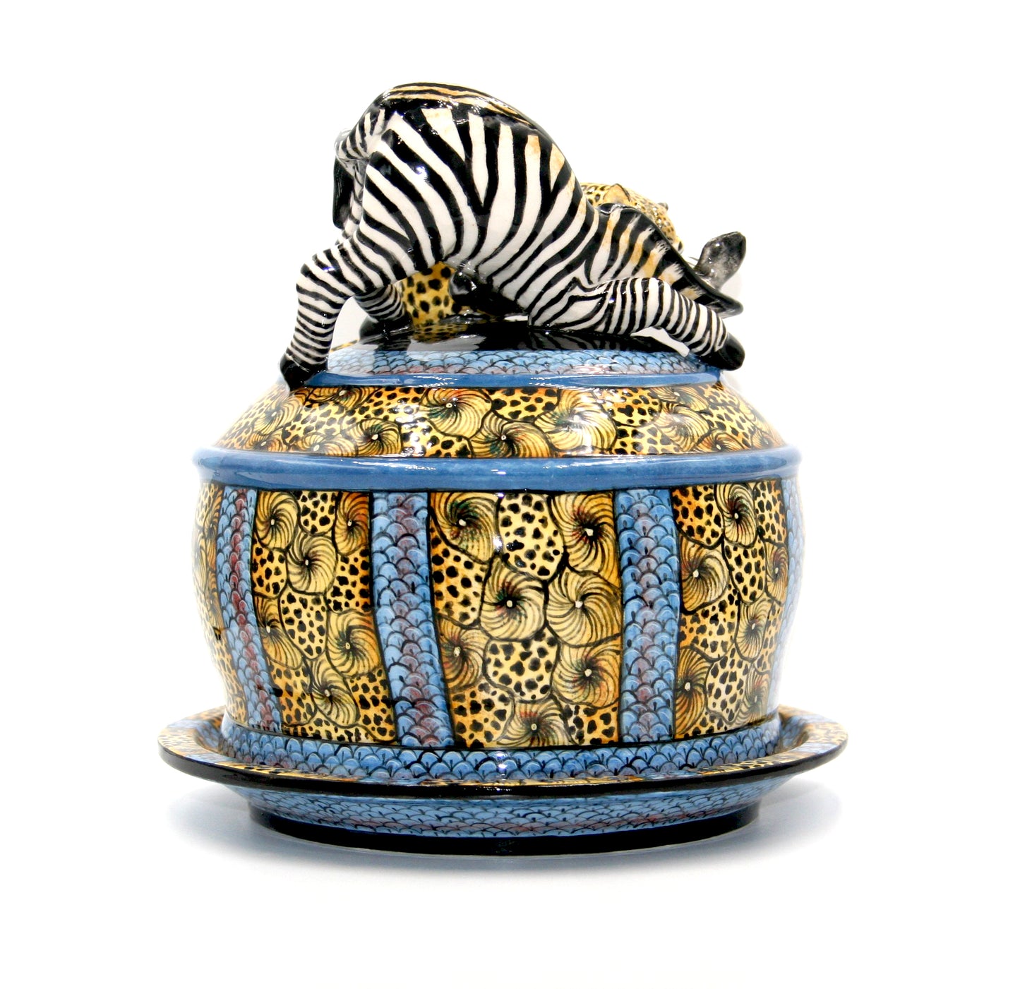 Leopard and zebra butter dish