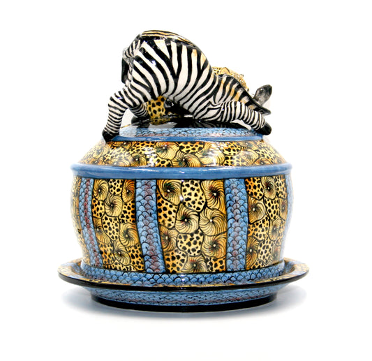 Leopard and zebra butter dish