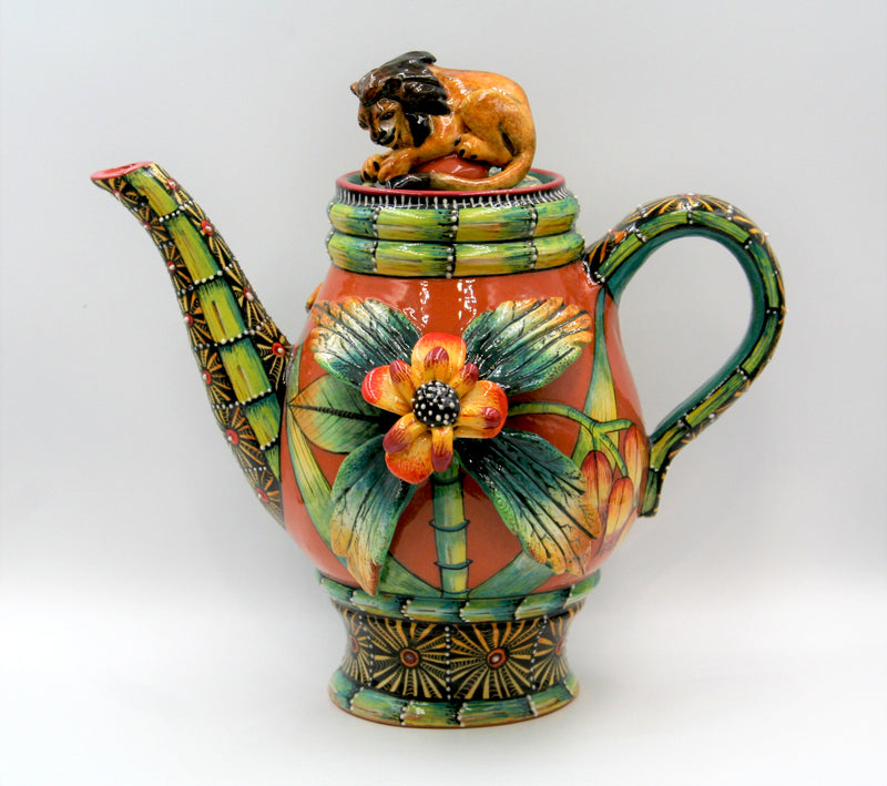 Lion and flower teapot