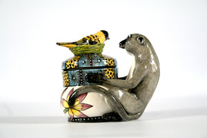 Monkey and yellow bird jewellery box