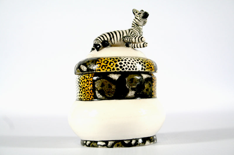 Zebra on domed lid jewellery box