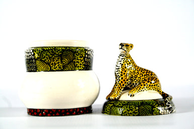 Leopard on domed lid jewellery box