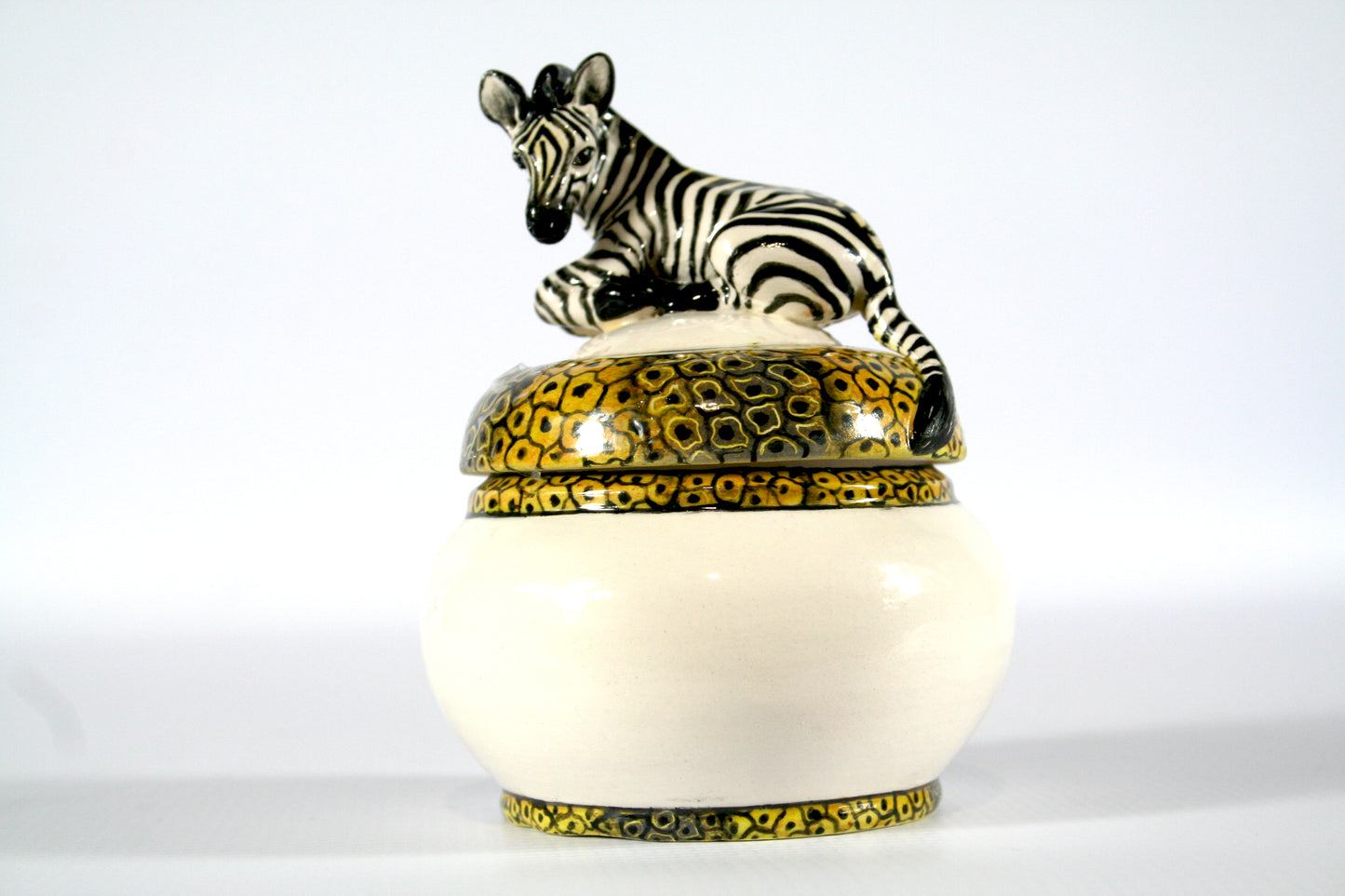 Zebra on domed lid jewellery box