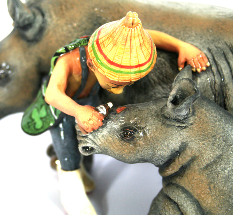 Rhino and baby with Abelusi