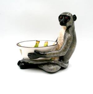 Sitting monkey with protea ring bowl