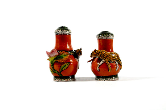 Leopard terracotta salt & pepper set