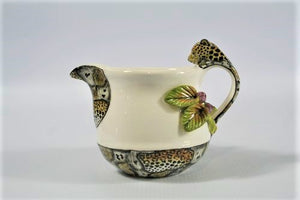 Leopard handle with flower and bird jug