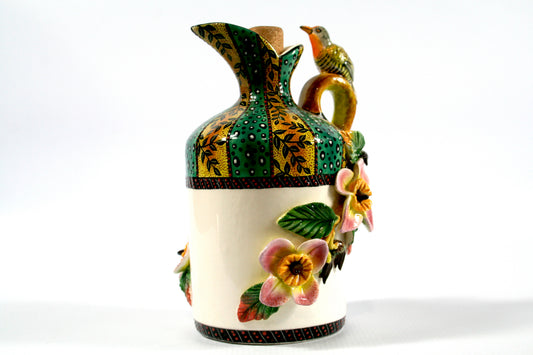 Bird and flowers vinegar jug