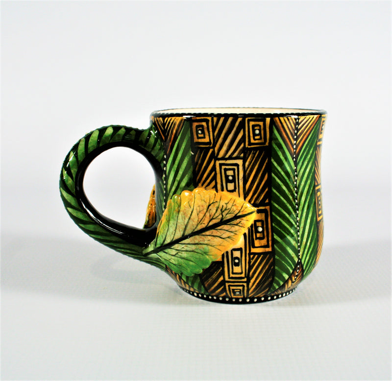 Green geometric pattern mug