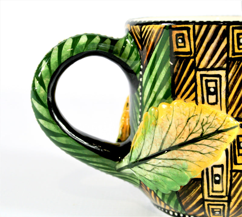 Green geometric pattern mug