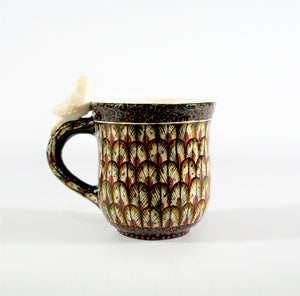 Peacock pattern & white bird mug