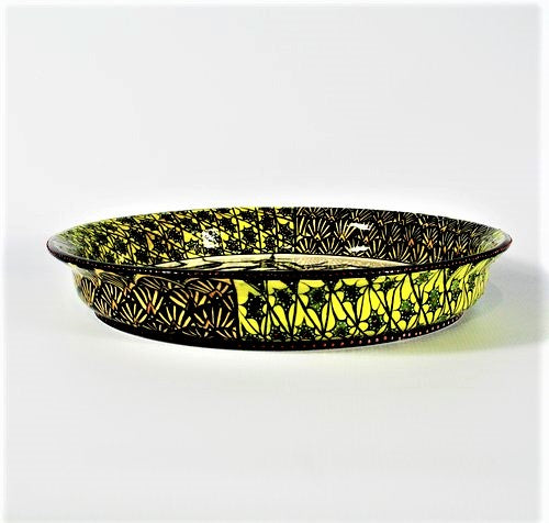 Green & yellow print large platter